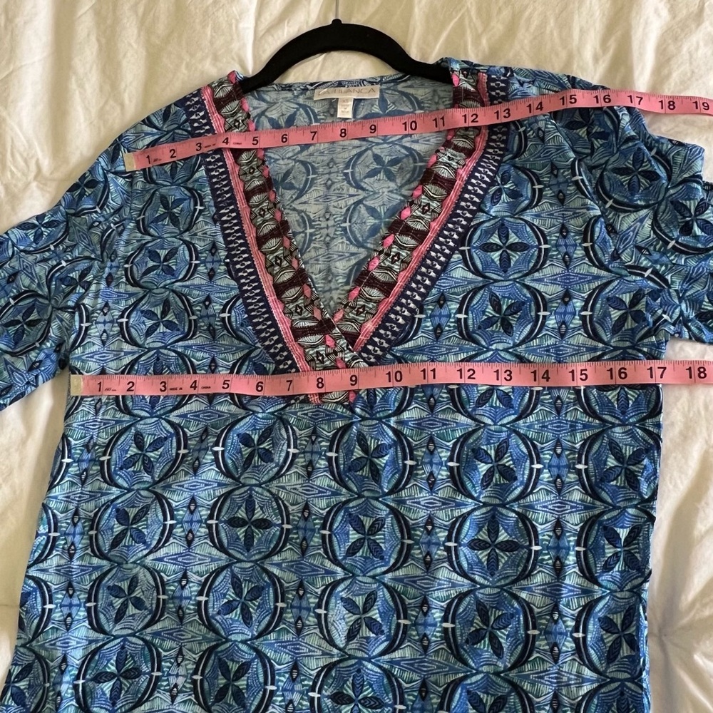 Brand NEW La Blanca Swimwear Beachy Cover-Up Dress Blue Geometric Size XS - Picture 13 of 16